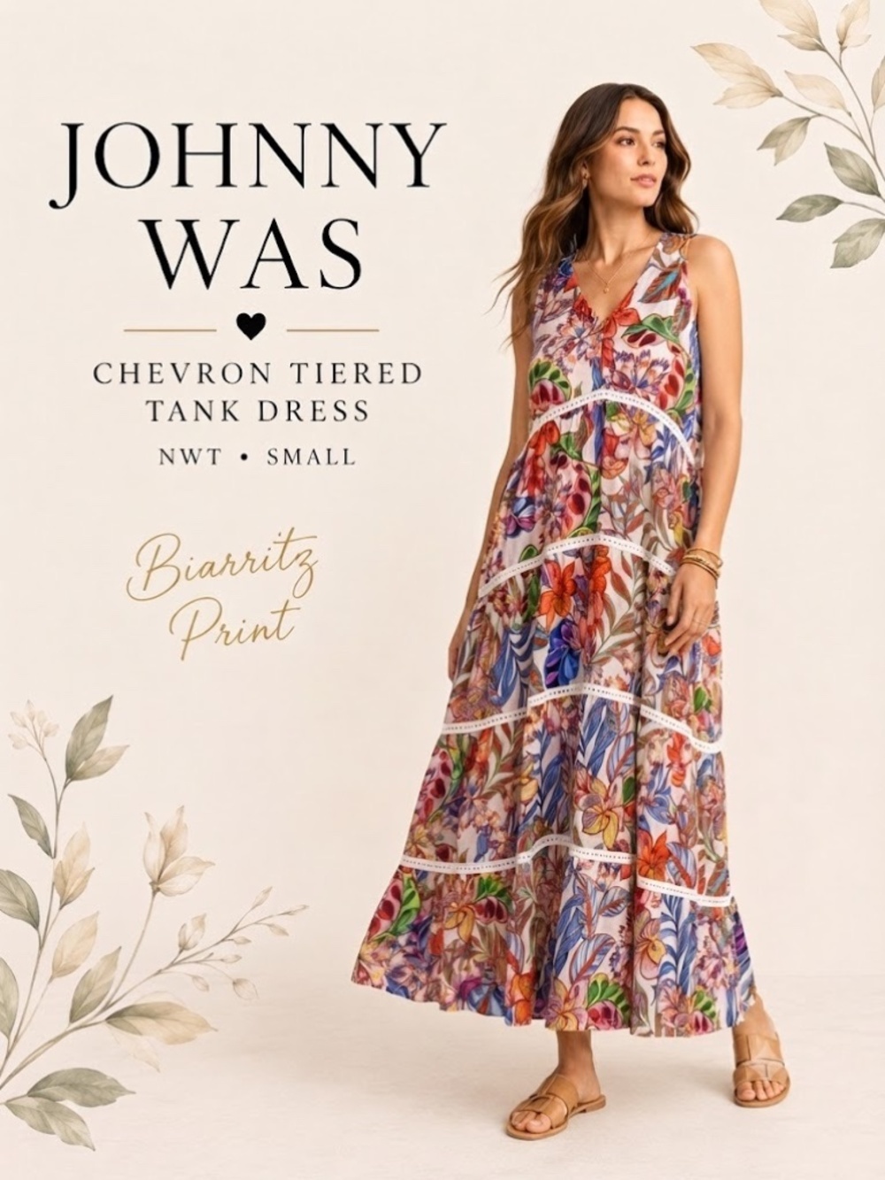 🖤🥀 Johnny Was Chevron Tiered Tank Maxi Dress | NWT | Small | Biarritz |